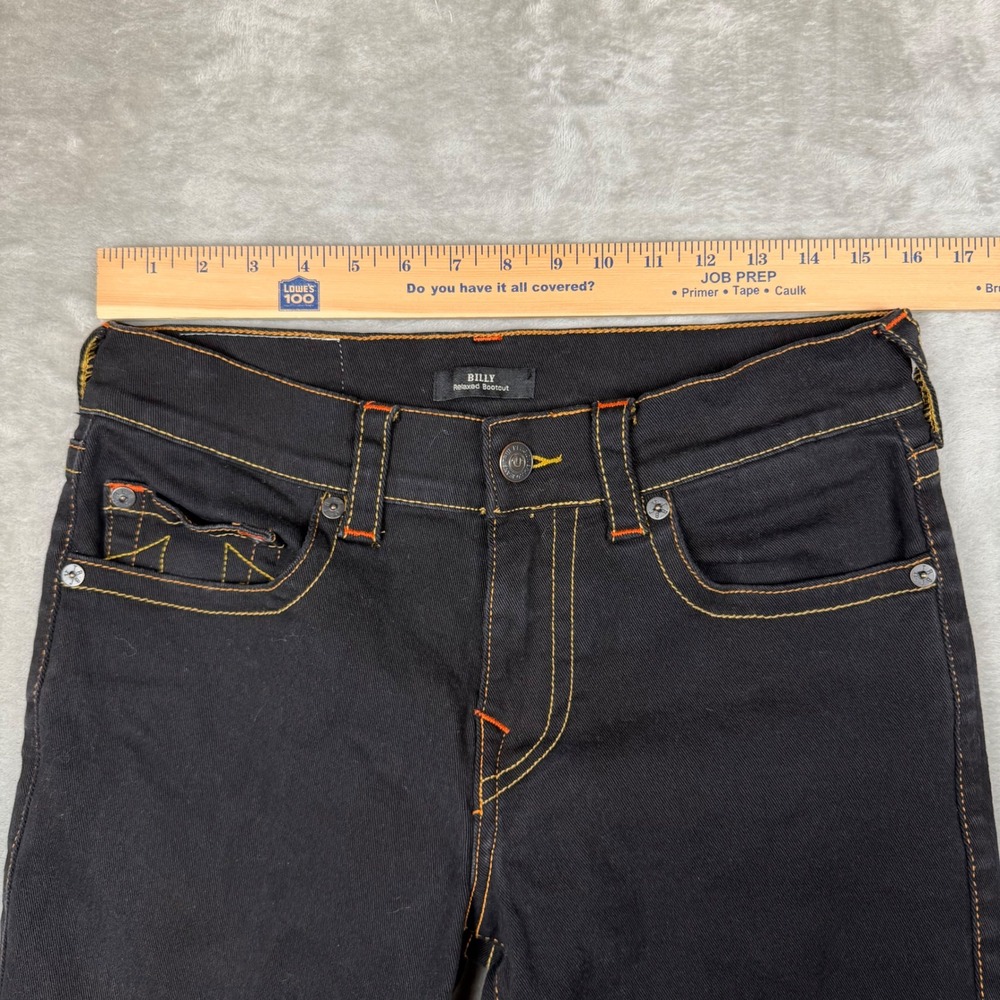 True Religion Billy Relaxed Bootcut Jeans Black Orange Contrast Stitch Mens 31 - Picture 9 of 15